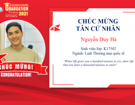 Tân cử nhân: Nguyễn Duy Hà